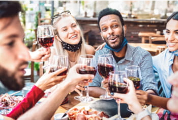 A group of friends drinking wine